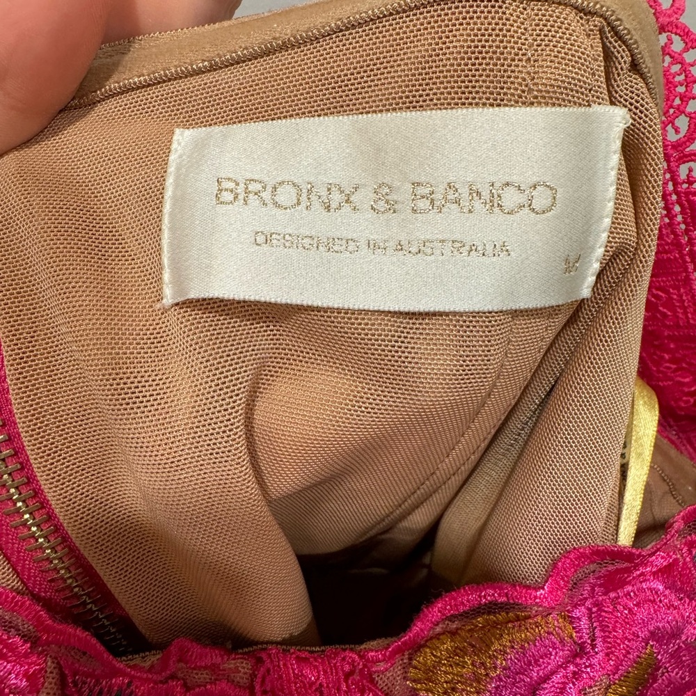Bronx and Banco Hot Pink Floral Lace Overlay Dress - Picture 11 of 13
